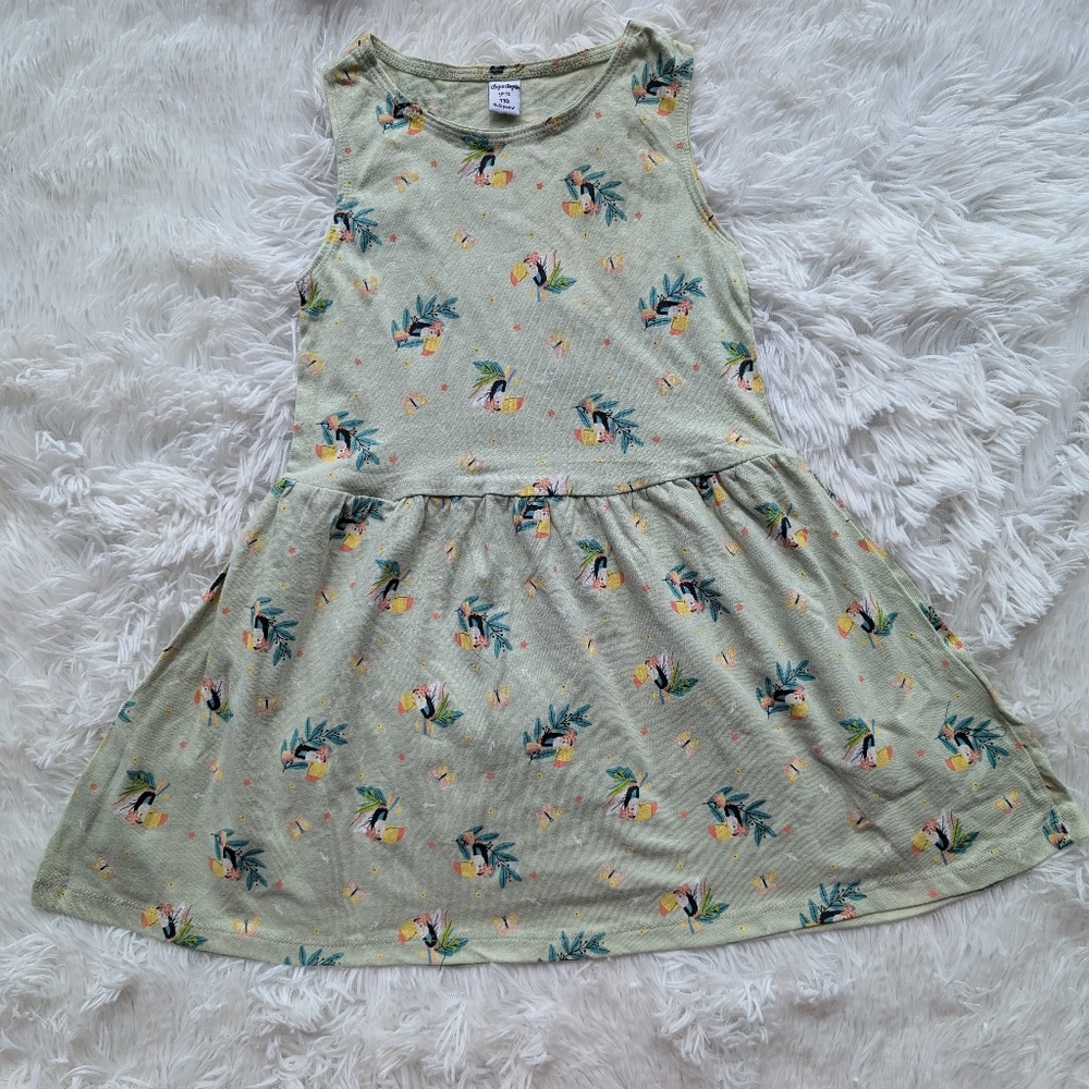 Tropical Vibes Girls’ Summer Dress – Palm & Pineapple Print 4T 7/8
